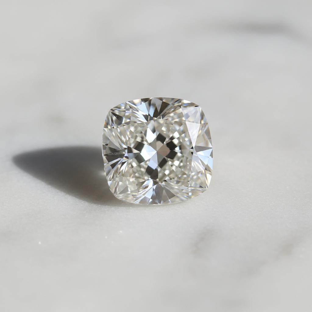Zenith Cushion Cut Diamond – 45° Marble View